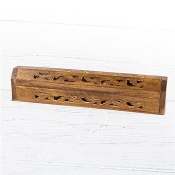 Boîte à encens en bois - Découpe décorative 1