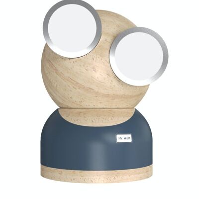Nachttischlampe für Kinder aus taktilem Holz - Abnehmbarer Kopf - Mr Watt Blue