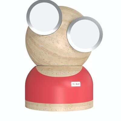 Bedside lamp for children in tactile wood - Removable head - Mr Watt Red