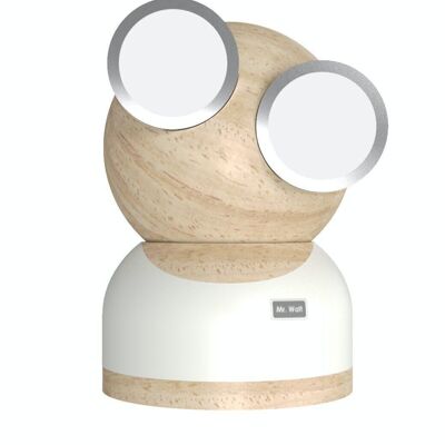 Nachttischlampe für Kinder aus taktilem Holz - Abnehmbarer Kopf - Mr Watt White