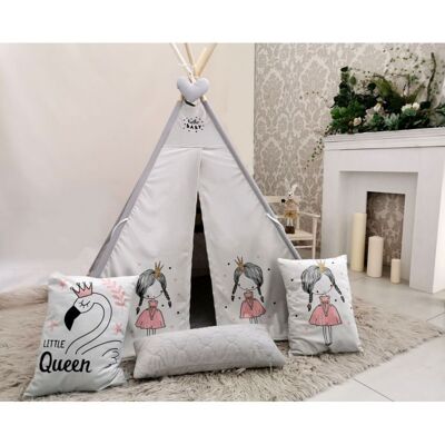 Tenda Teepee con 3 cuscini, principessa