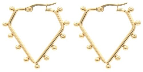 A-E19.2 E2138-010G S. Steel Earrings with Balls 3x3cm Gold