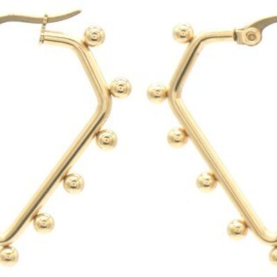 A-E19.2 E2138-010G Pendientes Acero Inox con Bolas 3x3cm Oro