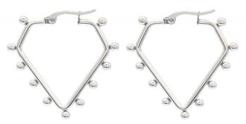 B-A7.5 E2138-010 Boucles d'oreilles en acier inoxydable avec boules 3x3cm Argent 1