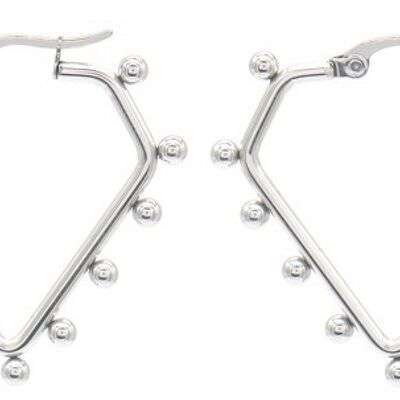 B-A7.5 E2138-010 S. Steel Earrings with Balls 3x3cm Silver