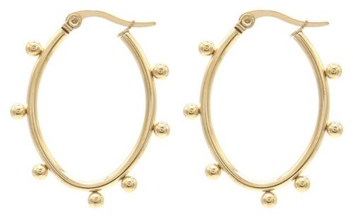 B-B4.2 E2138-010G S. Steel Earrings with Balls 3x2.2cm Gold
