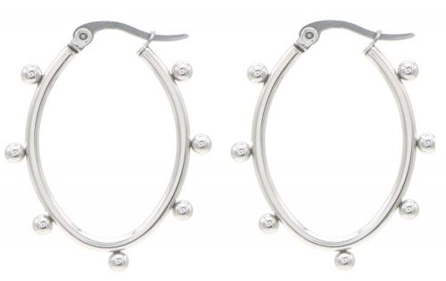 A-E20.3 E2138-010 S. Steel Earrings with Balls 3x2.2cm Silver