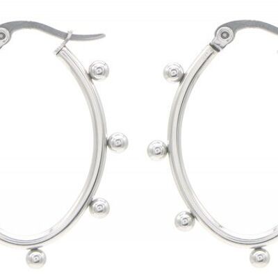 A-E20.3 E2138-010 S. Steel Earrings with Balls 3x2.2cm Silver