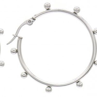 A-D18.1 E2138-009 S. Steel Earrings with Balls 3.5cm Silver