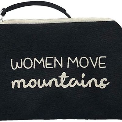 Purse / Wallet / Card Holder, 100% Cotton, model "WOMEN MOVE MOUNTAINS"