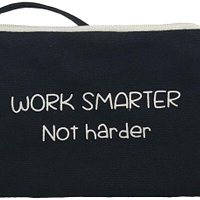 Purse / Wallet / Card Holder, 100% Cotton, model "WORK SMARTER NOT HARDER"