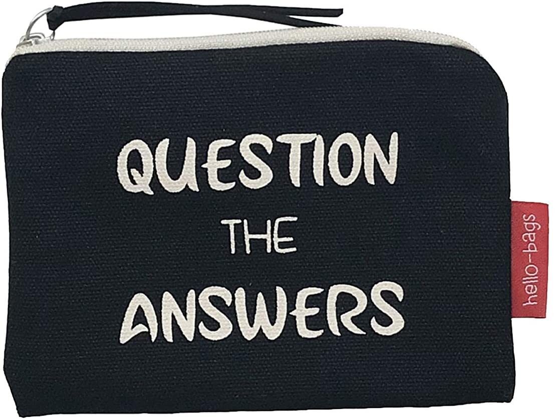 Portamonete / Portafoglio / Portacarte, 100% Cotone, modello "QUESTION THE ANSWERS"