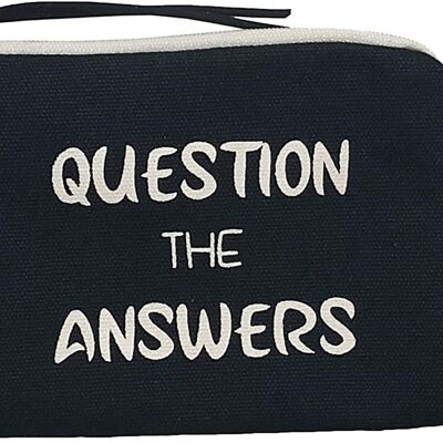 Purse / Wallet / Card Holder Bag, 100% Cotton, model "QUESTION THE ANSWERS"