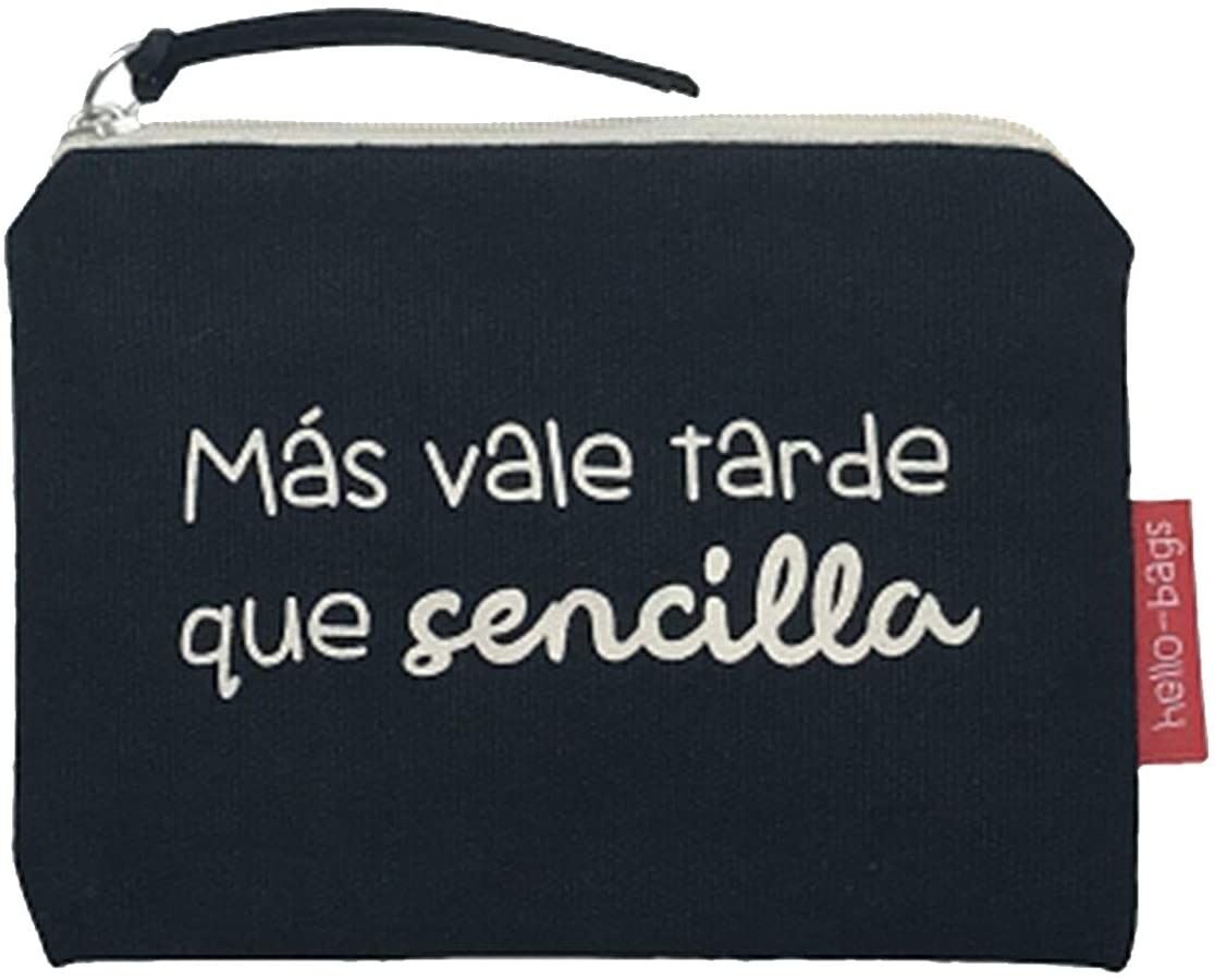 Borsa Portamonete / Portafoglio / Porta Carte, 100% Cotone, modello "MORE VALE TARDE THAN SIMPLE"