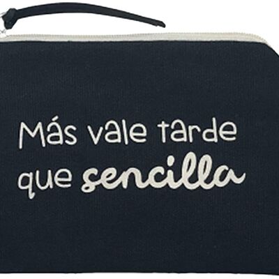 Bolso Monedero / Billetero / Tarjetero, 100% Algodón, modelo "MAS VALE TARDE QUE SENCILLA"