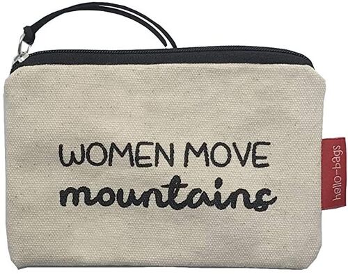 Purse / Wallet / Card Holder Bag, 100% Cotton, model "WOMEN MOVE MOUNTAINS" 2