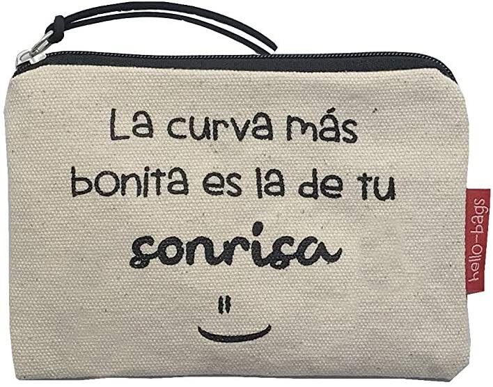 Borsa / Portafoglio / Porta Carte, 100% Cotone, modello "LA CURVA PI BELLA È QUELLA DEL TUO SORRISO" 2