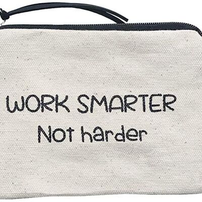 Purse / Wallet / Card Holder Bag, 100% Cotton, model "WORK SMARTER NOT HARDER" 2