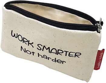 Sac à main / porte-monnaie / porte-cartes, 100% coton, modèle "WORK SMARTER NOT HARDER" 2 2