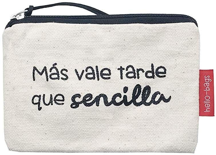 Purse / Wallet / Card Holder Bag, 100% Cotton, model "MORE VALE TARDE THAN SIMPLE"