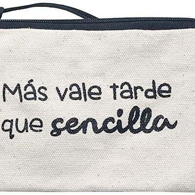 Bolso Monedero / Billetero / Tarjetero, 100% Algodón, modelo "MAS VALE TARDE QUE SENCILLA"