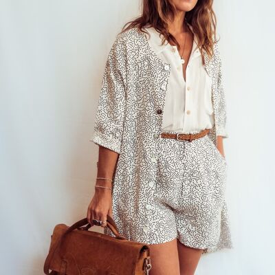 GEB Coat - White Polka