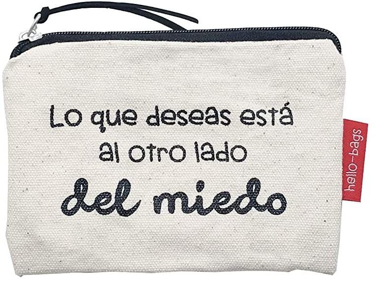 Portamonete / Portafoglio / Portacarte, 100% Cotone, modello "WHAT YOU WWAN IS ON THE OTHER SIDE OF FEAR"