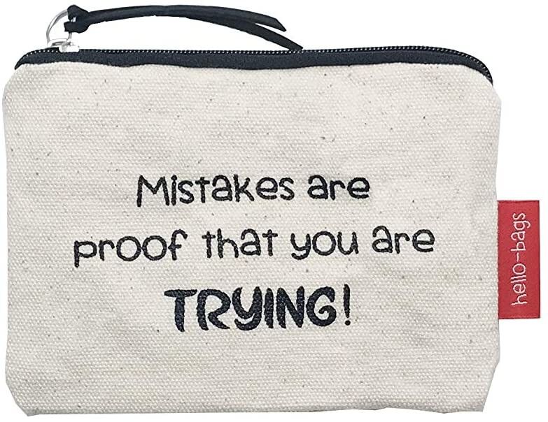 Borsa Portamonete / Portafoglio / Porta Carte, 100% Cotone, modello "GLI ERRORI SONO LA PROVA CHE STAI PROVANDO!"