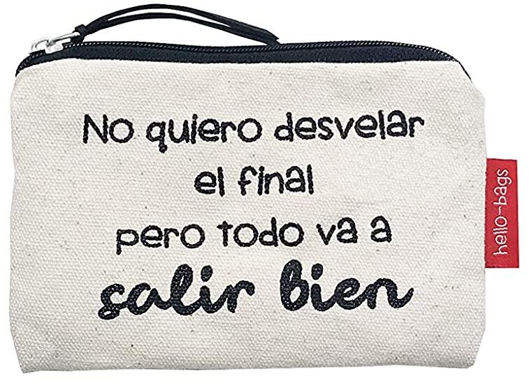Borsa Portamonete / Portafoglio / Porta Carte, 100% Cotone, modello "NON VOGLIO SCOPRIRE LA FINE MA ANDRÀ TUTTO BENE"