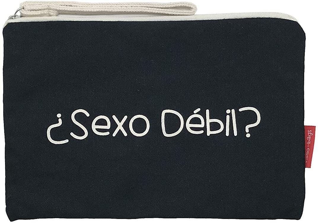 Toiletry Bag / Handbag, 100% Cotton, model "WEAK SEX?"