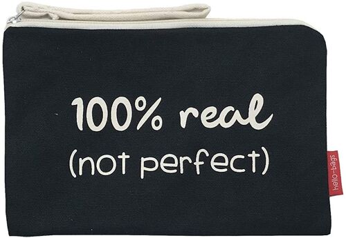 Toiletry Bag / Handbag, 100% Cotton, model "100% REAL. NOT PERFECT"