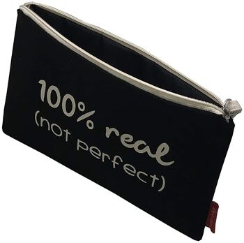 Trousse de toilette / Sac à main, 100% Coton, modèle "100% REAL. NOT PERFECT" 2