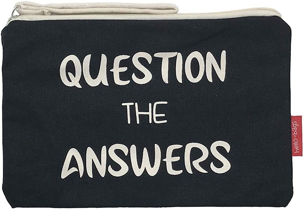 Beauty case / Borsa a mano, 100% Cotone, modello "DOMANDA LE RISPOSTE"