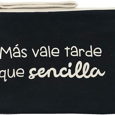 Bolso Neceser / Cartera de Mano, 100% Algodón, modelo "MAS VALE TARDE QUE SENCILLA"