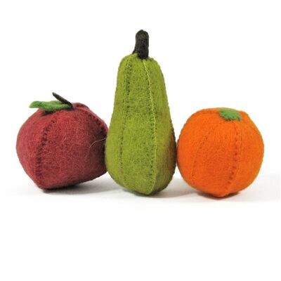 Fruits en laine feutrée - Pomme, poire, orange - PAPOOSE TOYS