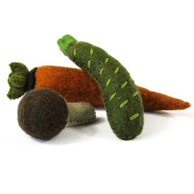 Légumes en laine feutrée - Carotte, Courgette, Champignon - PAPOOSE TOYS