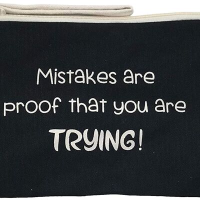 Bolso Neceser / Cartera de Mano, 100% Algodón, modelo "MISTAKES ARE PROOF THAT YOU ARE TRYING!"