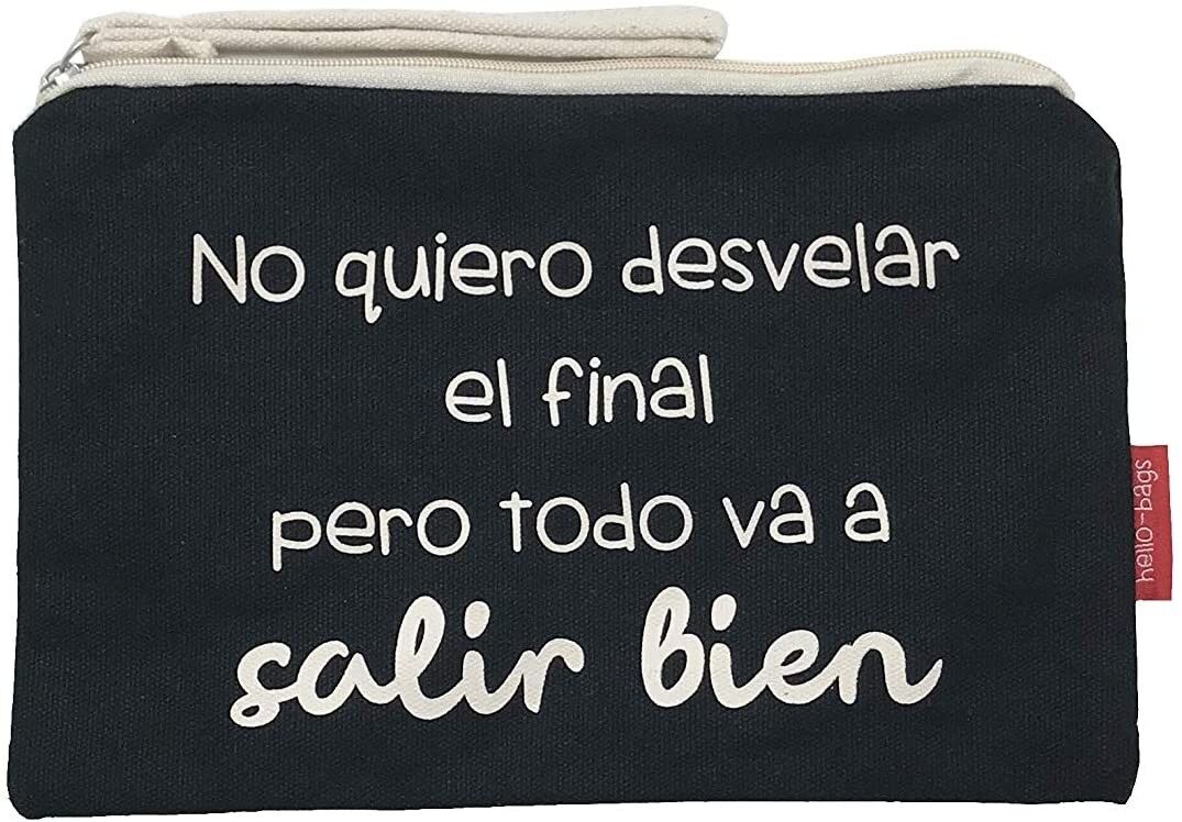 Toiletry Bag / Handbag, 100% Cotton, model "I DON'T WANT TO UNVEIL THE END BUT EVERYTHING WILL BE GOOD"