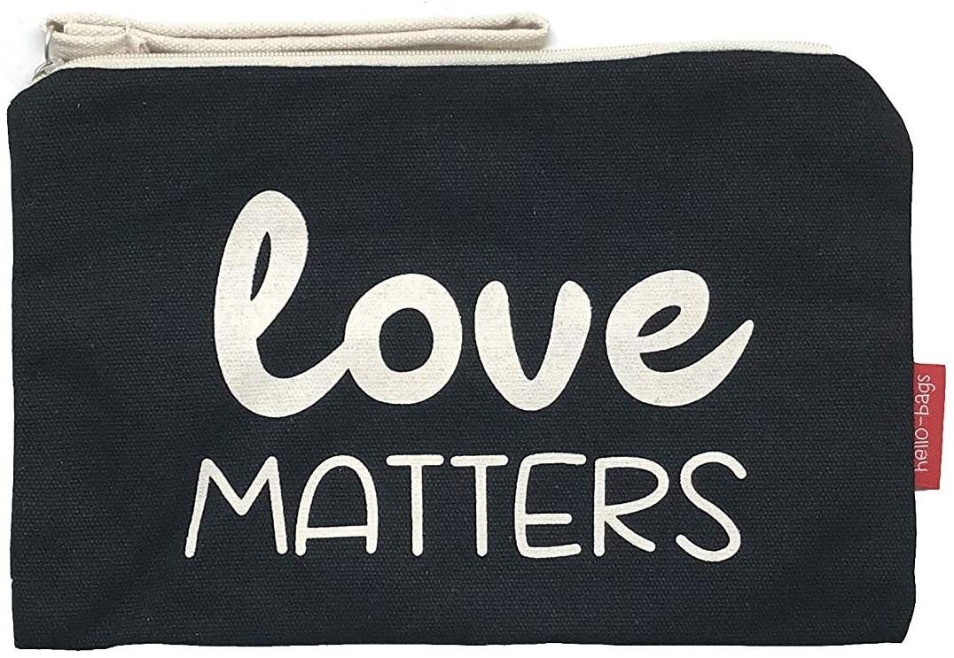 Beauty case / Borsa a mano, 100% Cotone, modello "LOVE MATTERS"