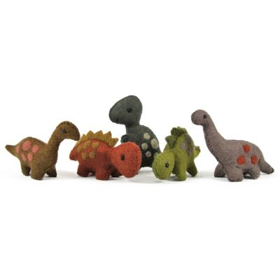 Monde des Dinosaures en laine feutrée - 5 petits dinosaures - PAPOOSE TOYS