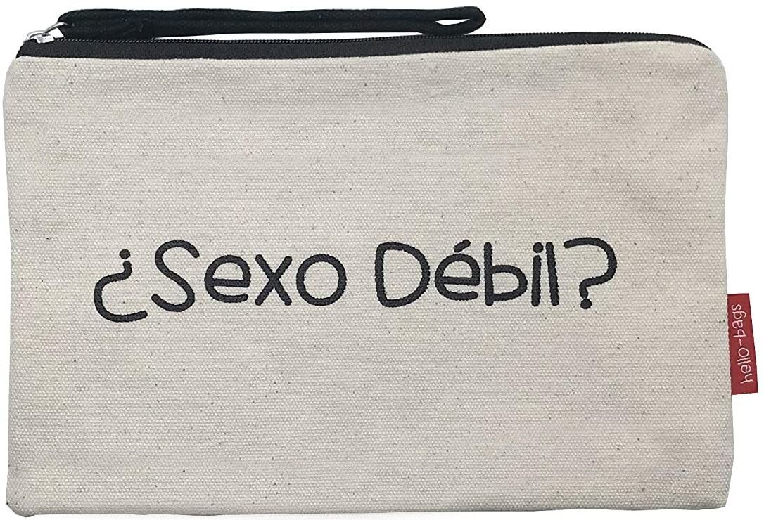 Beauty case / Borsa a mano, 100% cotone, modello "WEAK SEX?"