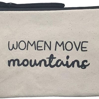 Toiletry Bag / Handbag, 100% Cotton, model "WOMEN MOVE MOUNTAINS" 2