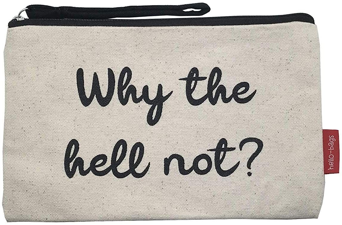 Beauty case / borsa a mano, 100% cotone, modello "WHY THE HELL NOT" 2
