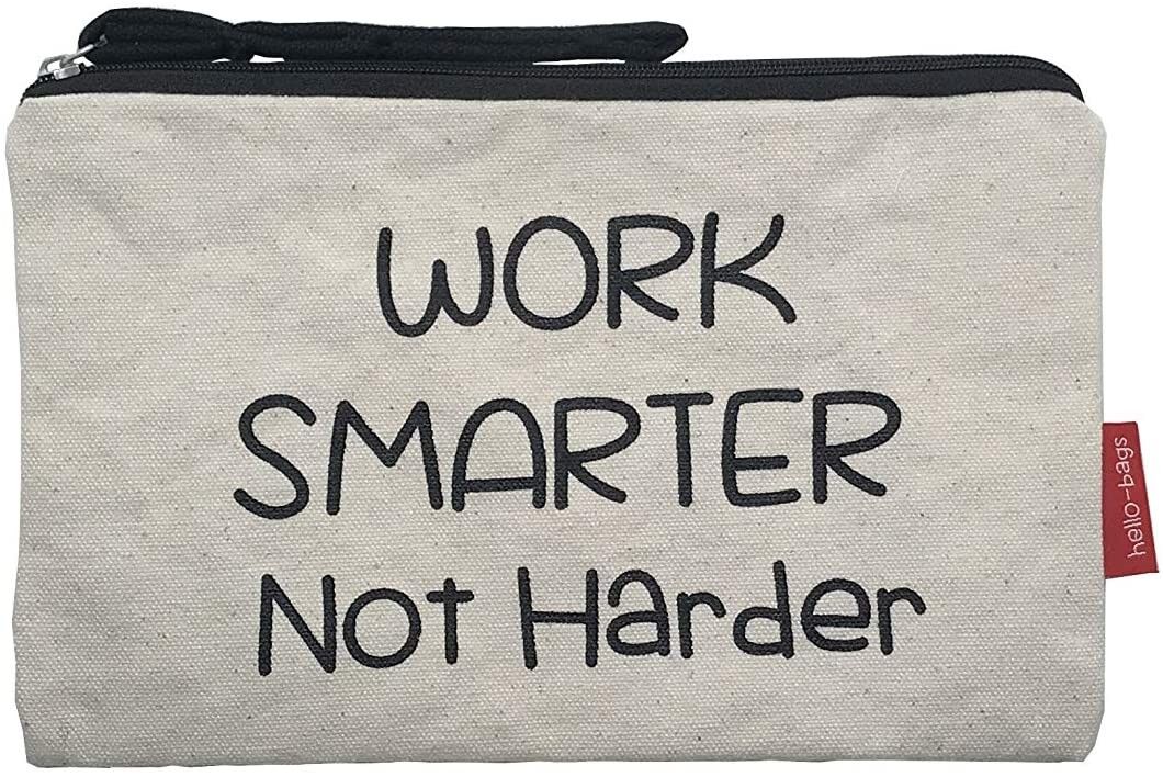 Kulturbeutel / Handtasche, 100% Baumwolle, Modell „WORK SMARTER NOT HARDER“ 2