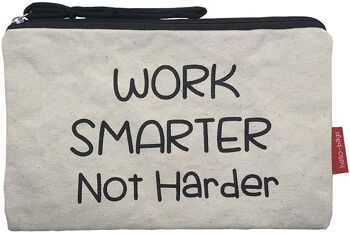 Trousse de toilette / Sac à main, 100% Coton, modèle "WORK SMARTER NOT HARDER" 2 1