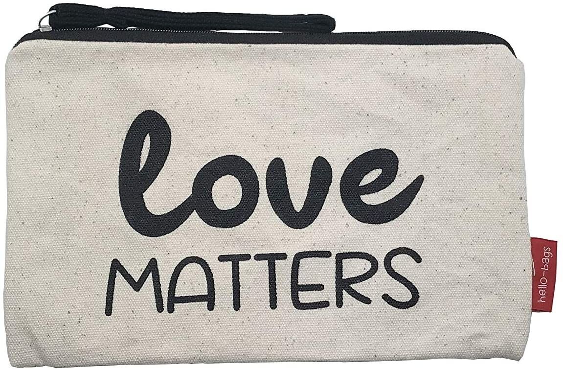 Beauty case / Borsa a mano, 100% Cotone, modello "LOVE MATTERS"