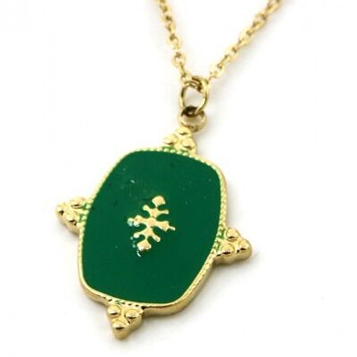 N010-061G S. Steel Necklace with Enamel 2cm Charm