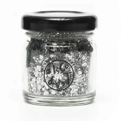 Silver Extra Chunky Bio Glitter Mix 18g Glass Jar