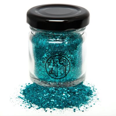 Turquoise Chunky Bio Glitter Mix 18g Glass Jar