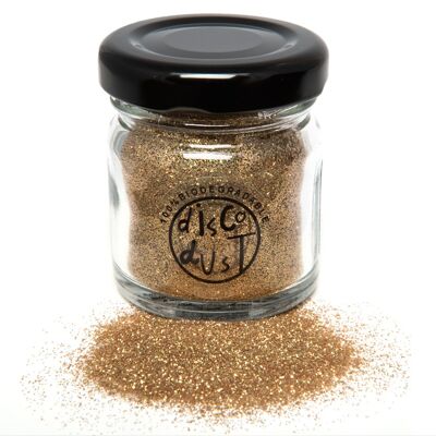 Gold Fine bio glitter, glass jar